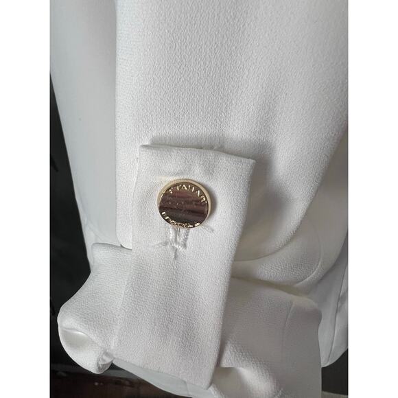 T Tahari White Coastal Open Roll Up Sleeve Blazer Size Large - Picture 5 of 9
